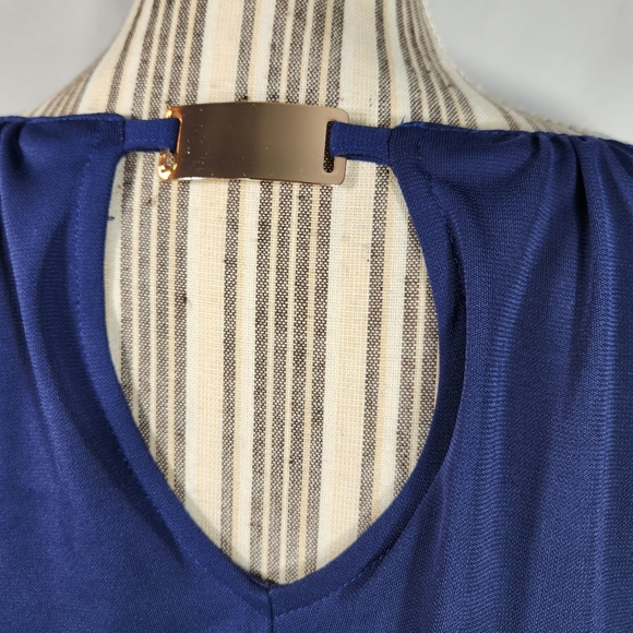 Nine West Blue Elliot Style Balloon Hem Long Sleeve Top Size Medium - Picture 6 of 12